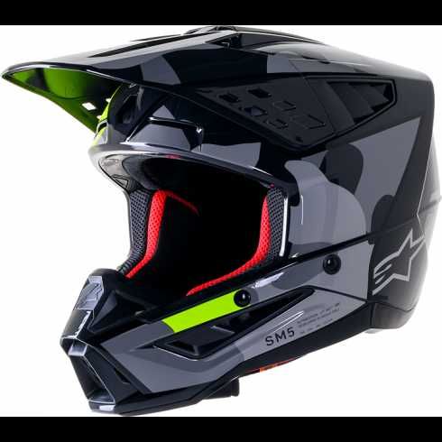 Каска мотокрос ALPINESTARS SM5 Sol black yellow мото мотор