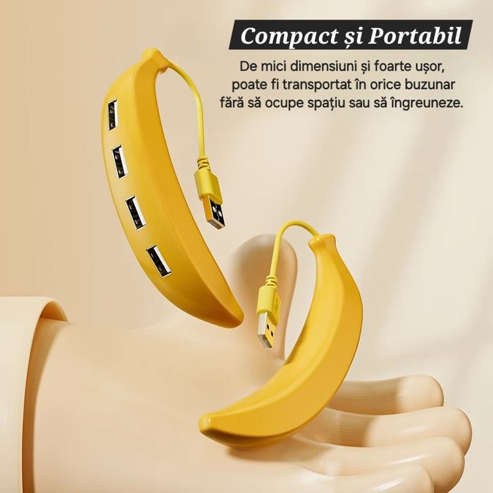 Hub USB Minions: Banana. 4porturi. 1Gb/3s. Splitter/Adaptor/Extensie.
