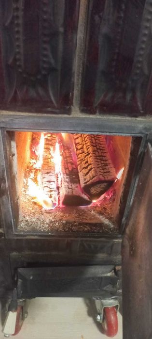 Soba teracota pe lemne, cu marmura, Aba, 1320 x 465 x 465 mm