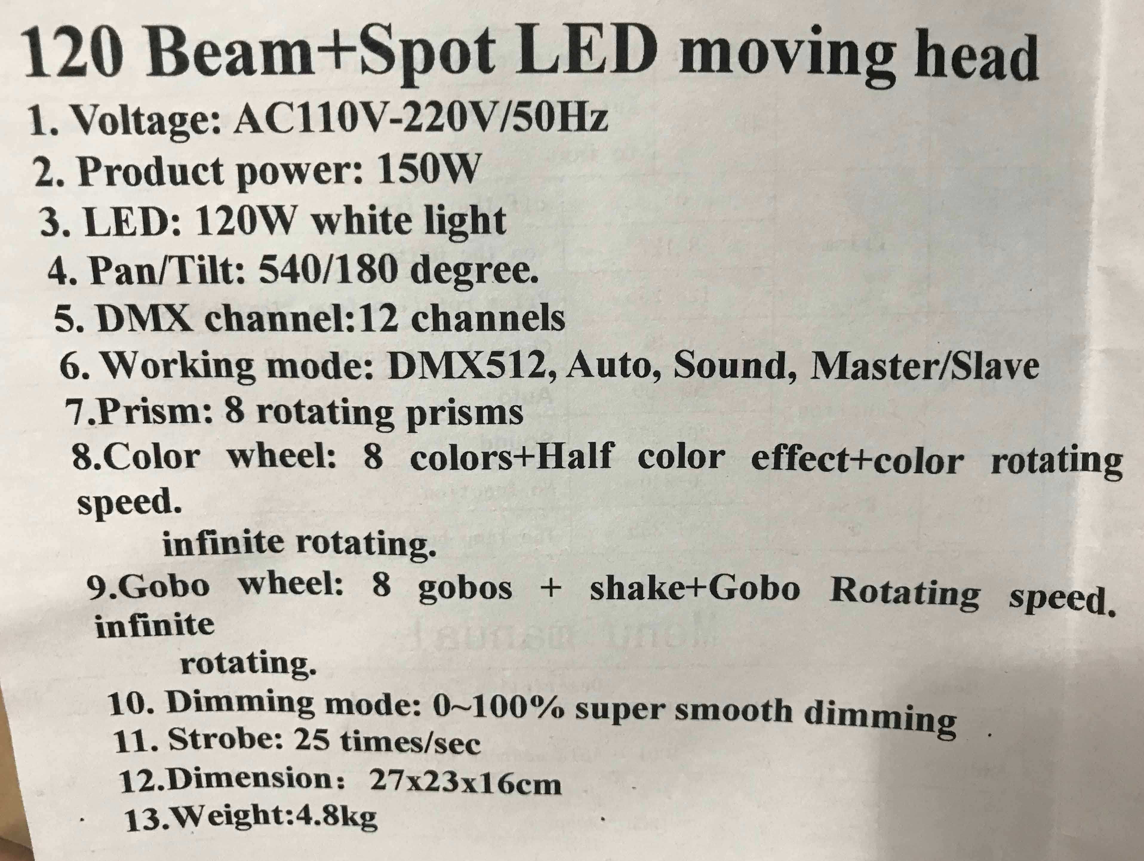 Moving Head BEAM + SPOT 120W  Nou Sigilat Ca Beam 7R Lumini DJ