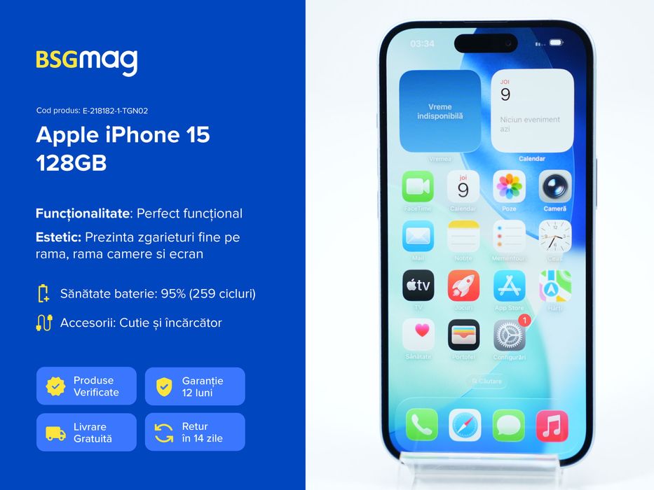 Telefon Apple iPhone 15 128GB - BSGmag