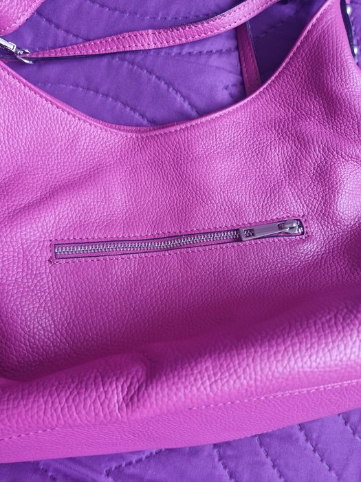 Geanta dama piele naturala fuchsia