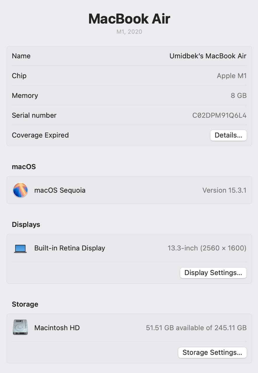 MacBook Air M1 Apple Silicone | 256 GB | 8 GB