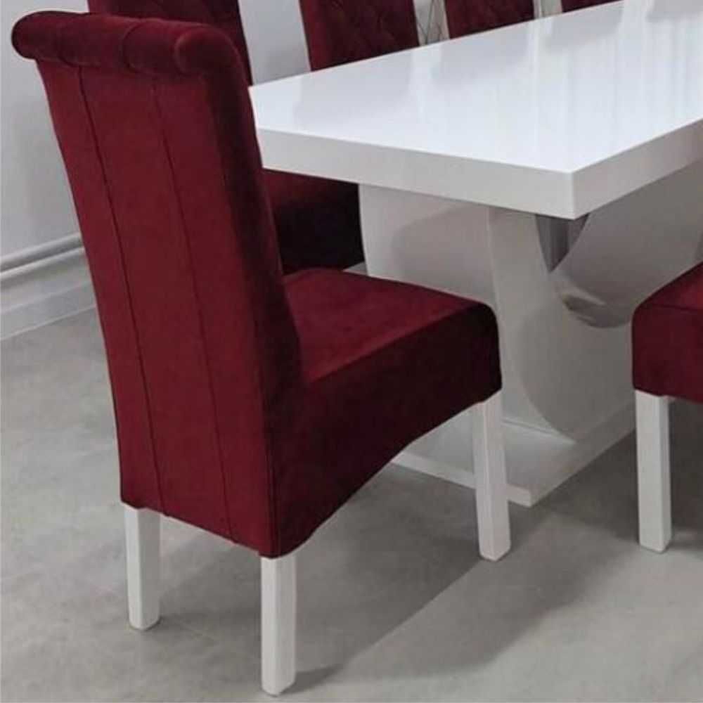 Masă mare living cu 18 scaune catifea bordo la comandă