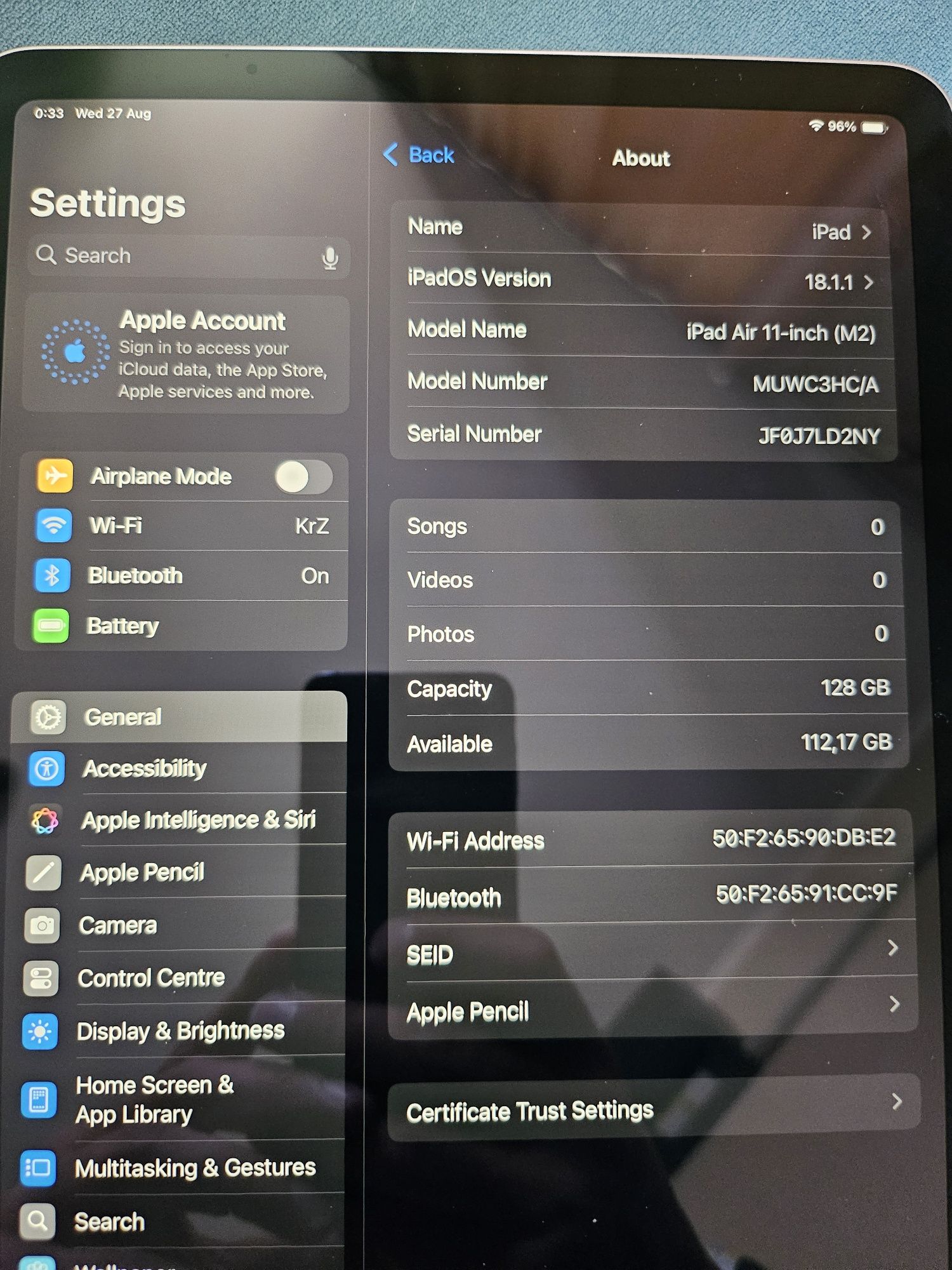 iPad Air 6,M2, Гаранция