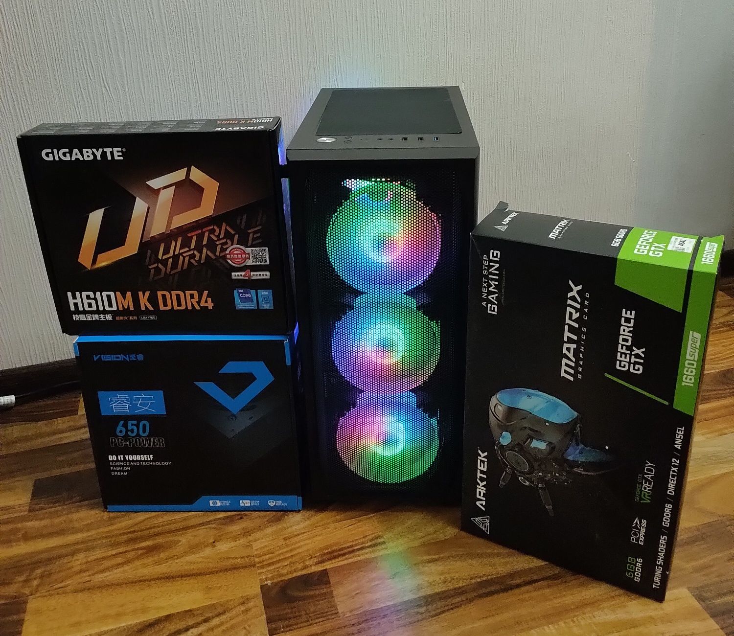 Кейс.Core i5 12400/GTX1660 super 6gb/16gb ddr4/h610 Gigabyte/256gb ssd