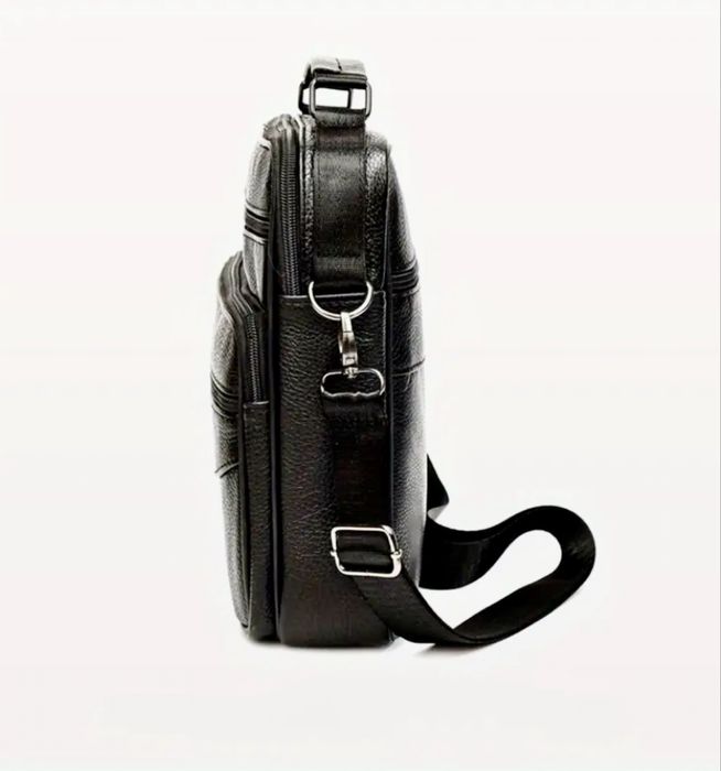 Мъжка универсална кожена чанта с дръжка/Елегантна с кафява естест.кожа