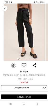 Pantaloni negri de in marimea M/L Mango