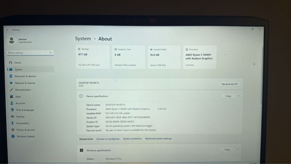Vand Laptop Lenovo Ideapad Gaming 16GB RAM