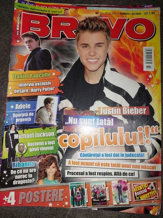 Revista Bravo cu justin Bieber pe coperta