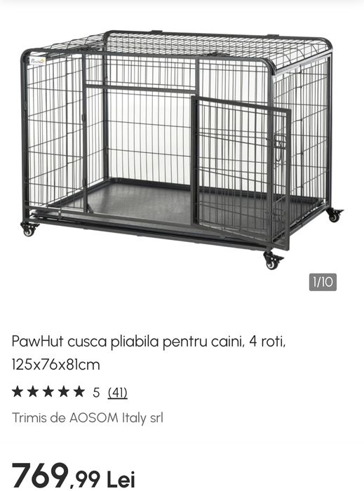 Cuscă metalică pt catel  125 x76x81