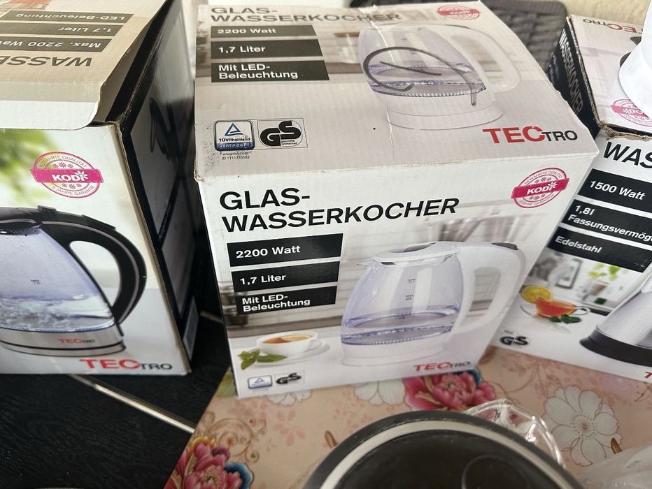 Fierbator electric cu leduri pt apa cu sita ceai din sticla sau inox