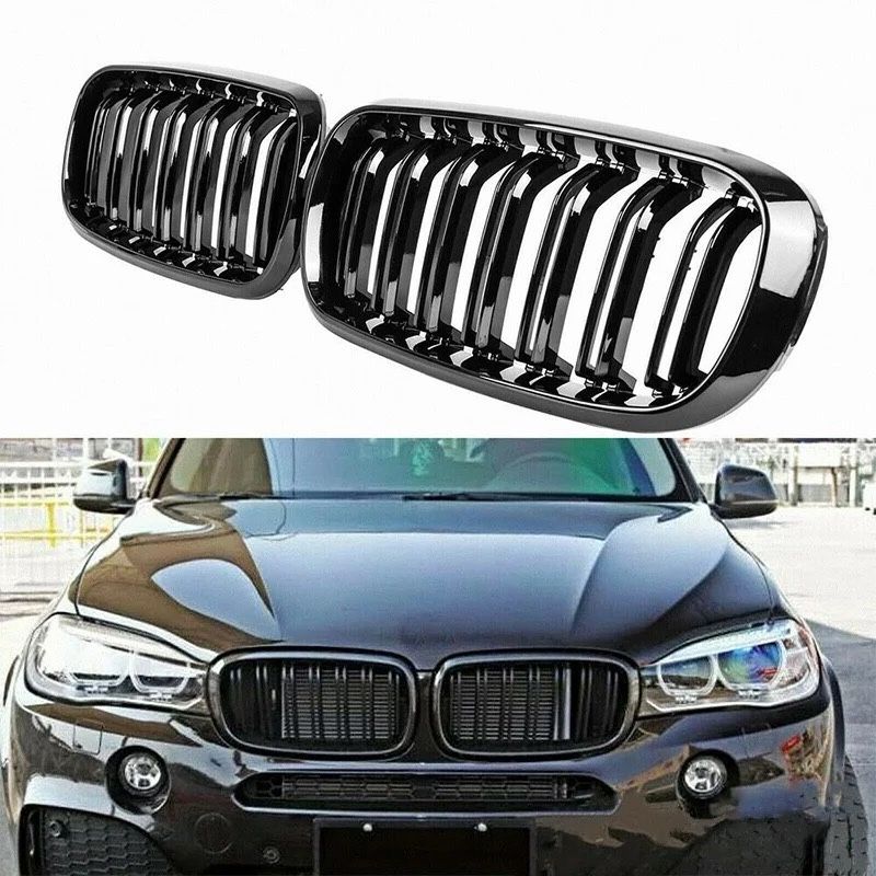 Set grile nari duble Piano Black Bmw X5 X6 F15 F16 F85 F86