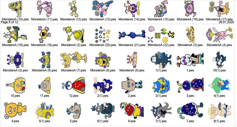 1200 modele broderie Disney, format PES, masini Brother + catalog PDF