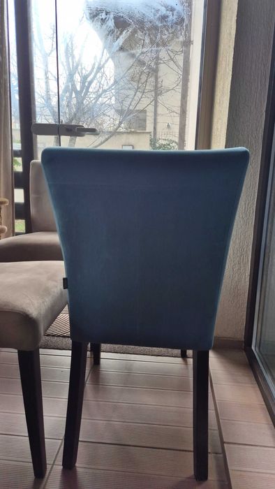 6 scaune velvet cu picioare din lemn