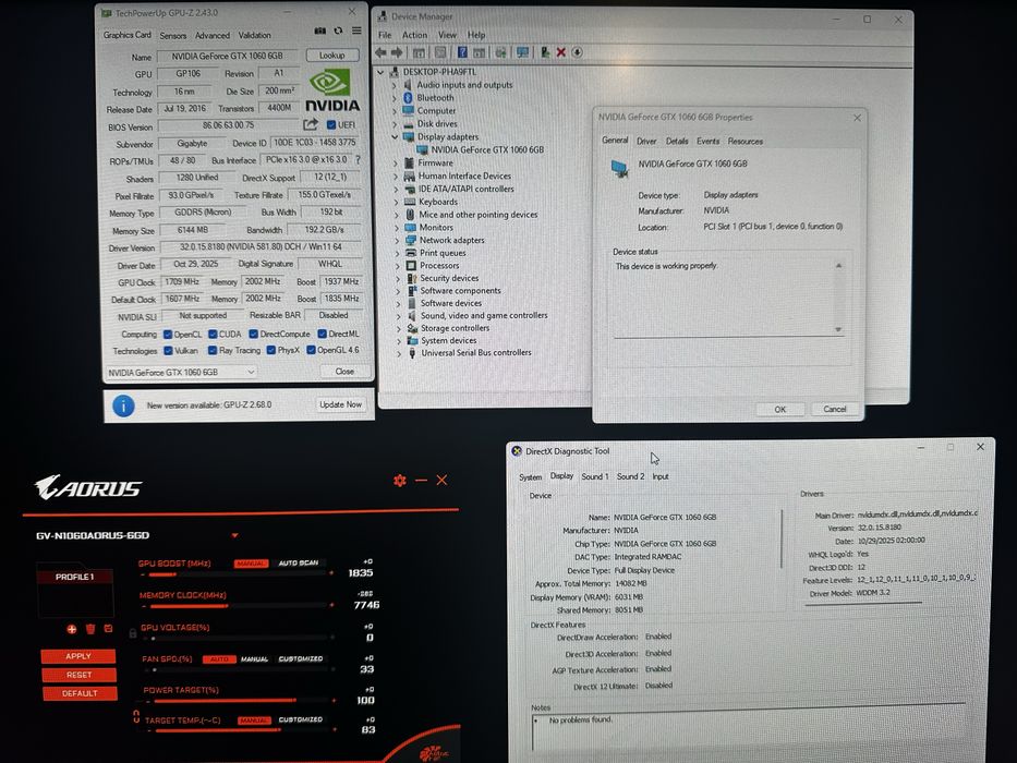 Vand placa video nVidia Gigabyte GeForce GTX 1060 6GB