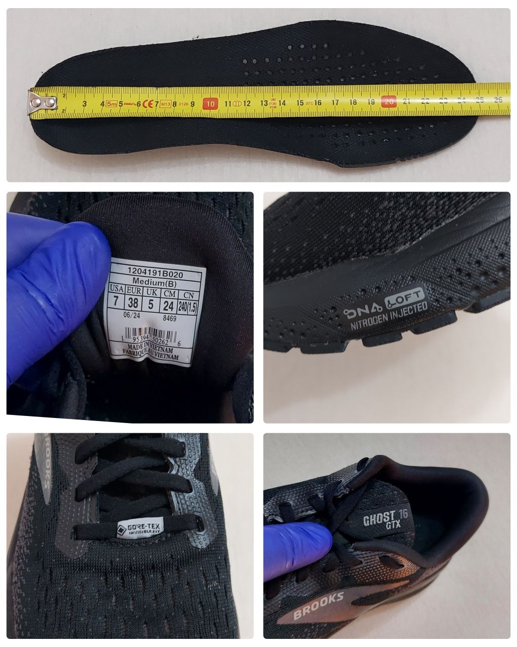 Pantofi sport BROOKS GHOST 16 Gore Tex, adidași nr. 38 EU unisex