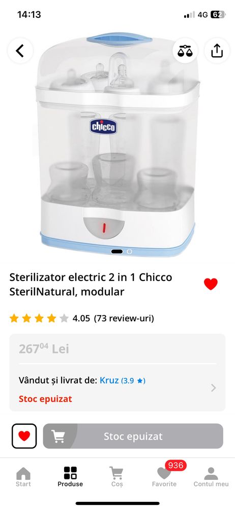 Sterilizator biberoane Chicco 2 in 1