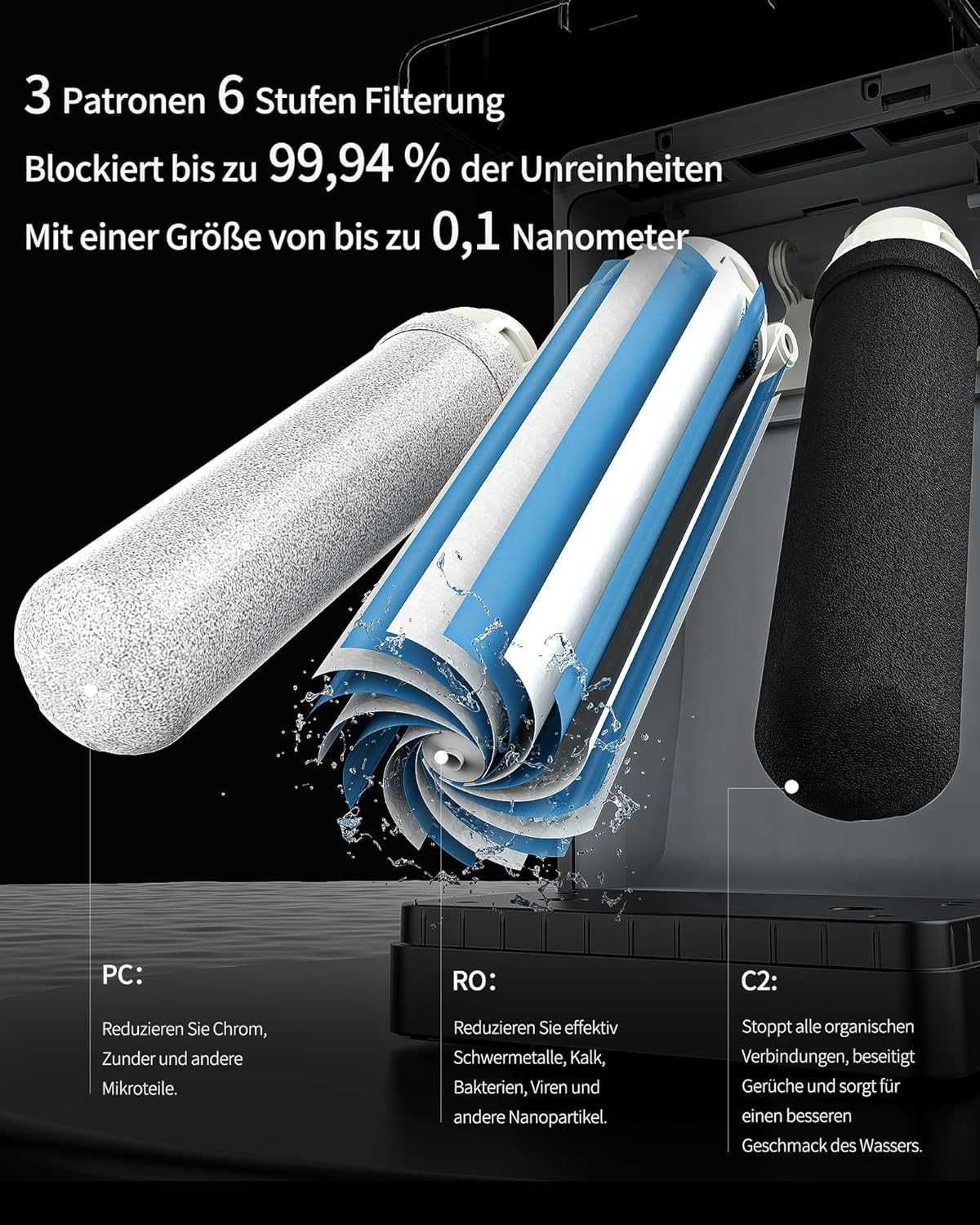Диспенсър за вода Zachvo Puri (MZF-V12) 2200W 3 филтърни патрона