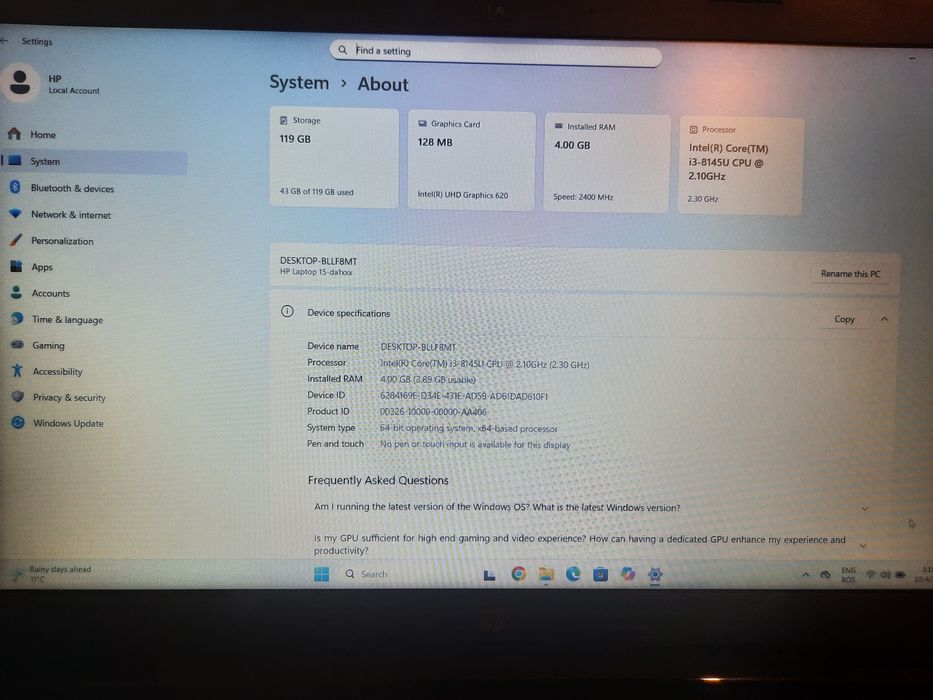 Laptop HP 15-da1013nq