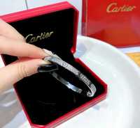 Brățară Cartier LOVE din aur alb 750 model subțire full diamond