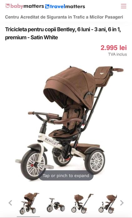 Tricicleta pentru copii Bentley, 6 luni - 3 ani, 6 in 1,