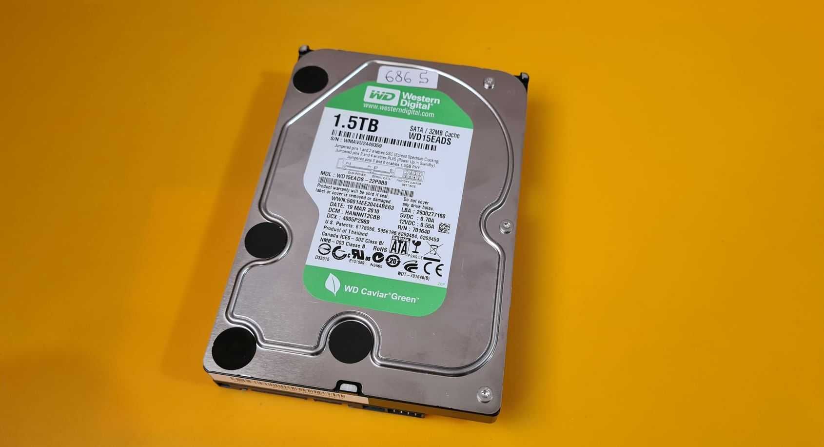 686S.HDD Hard Disk Desktop,1,5TB,Western Digital,32MB,Sata II