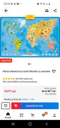 Harta interactiva a lumii cu animale Momki