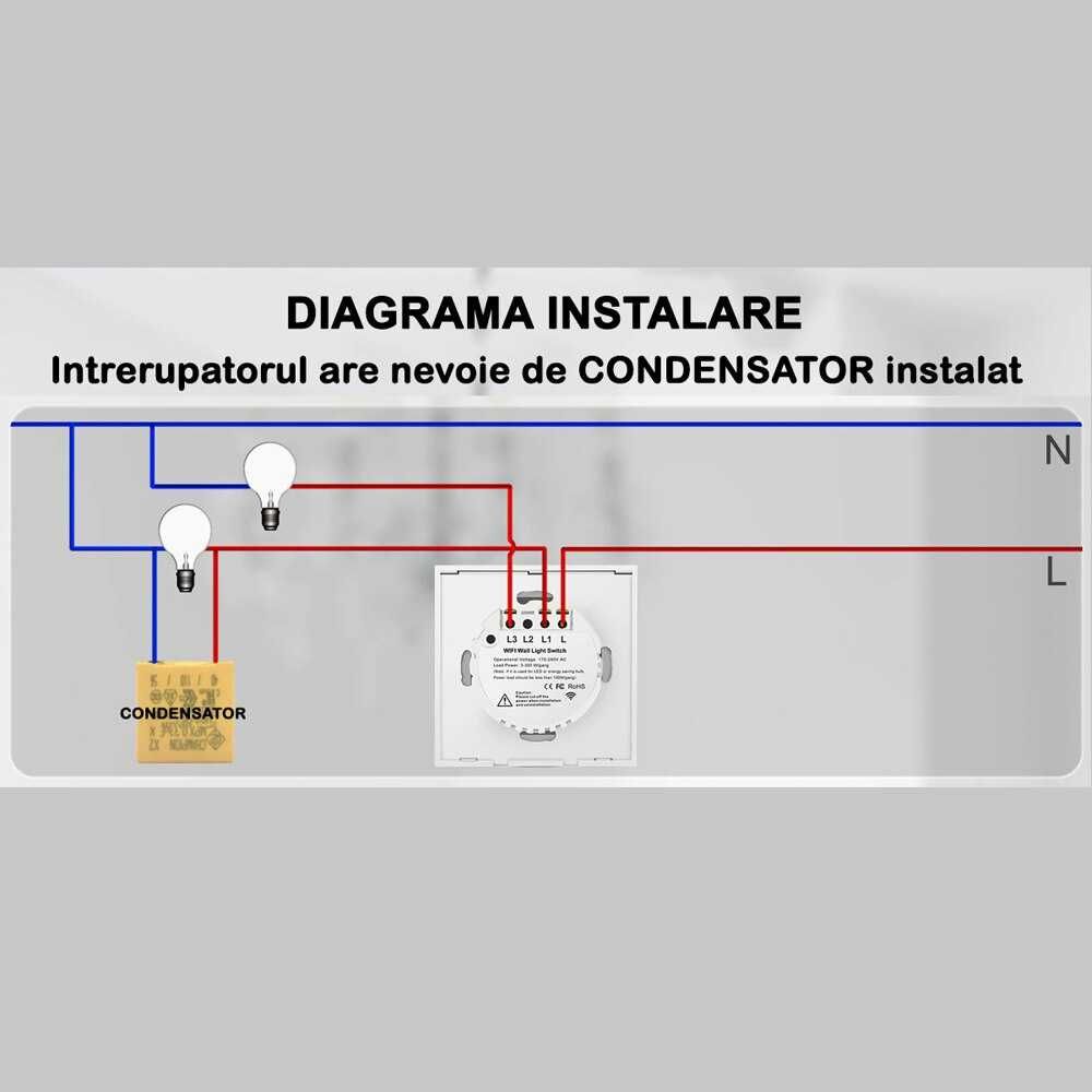 Intrerupator dublu touch wifi sticla Smart FARA NUL Transport Gratuit