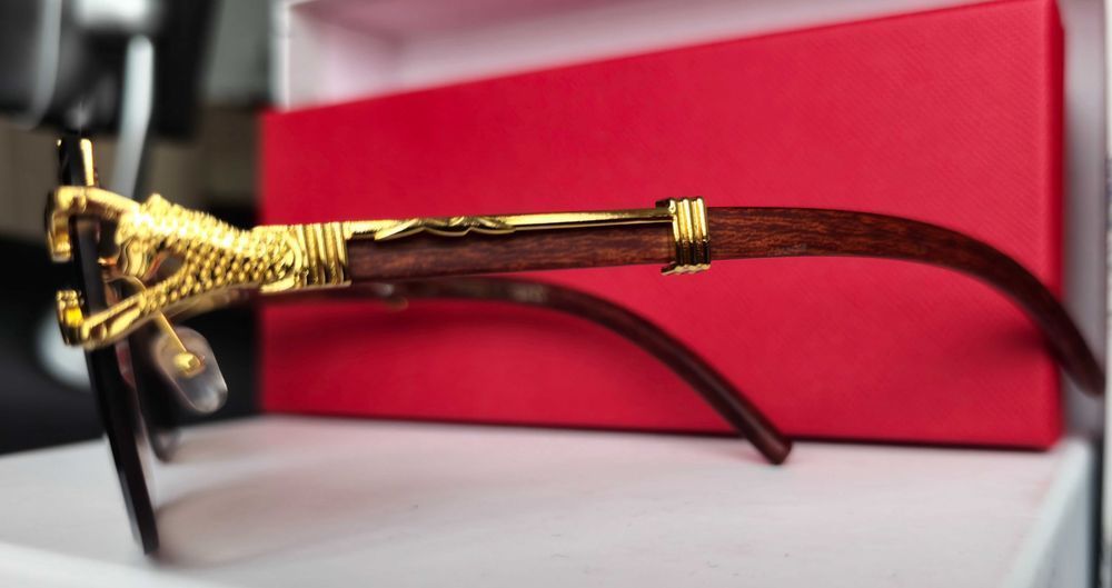 Ochelari de soare rimless Cartier Leopard Brown