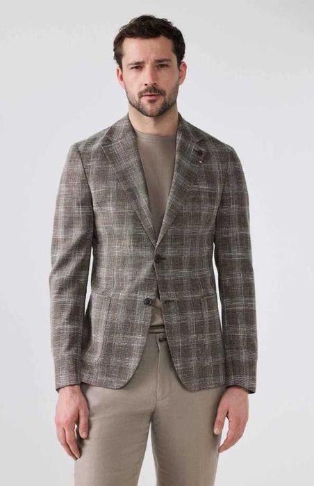 Sacou blazer slim de lux Eduard Dressler 48 50 M L lana si matase came