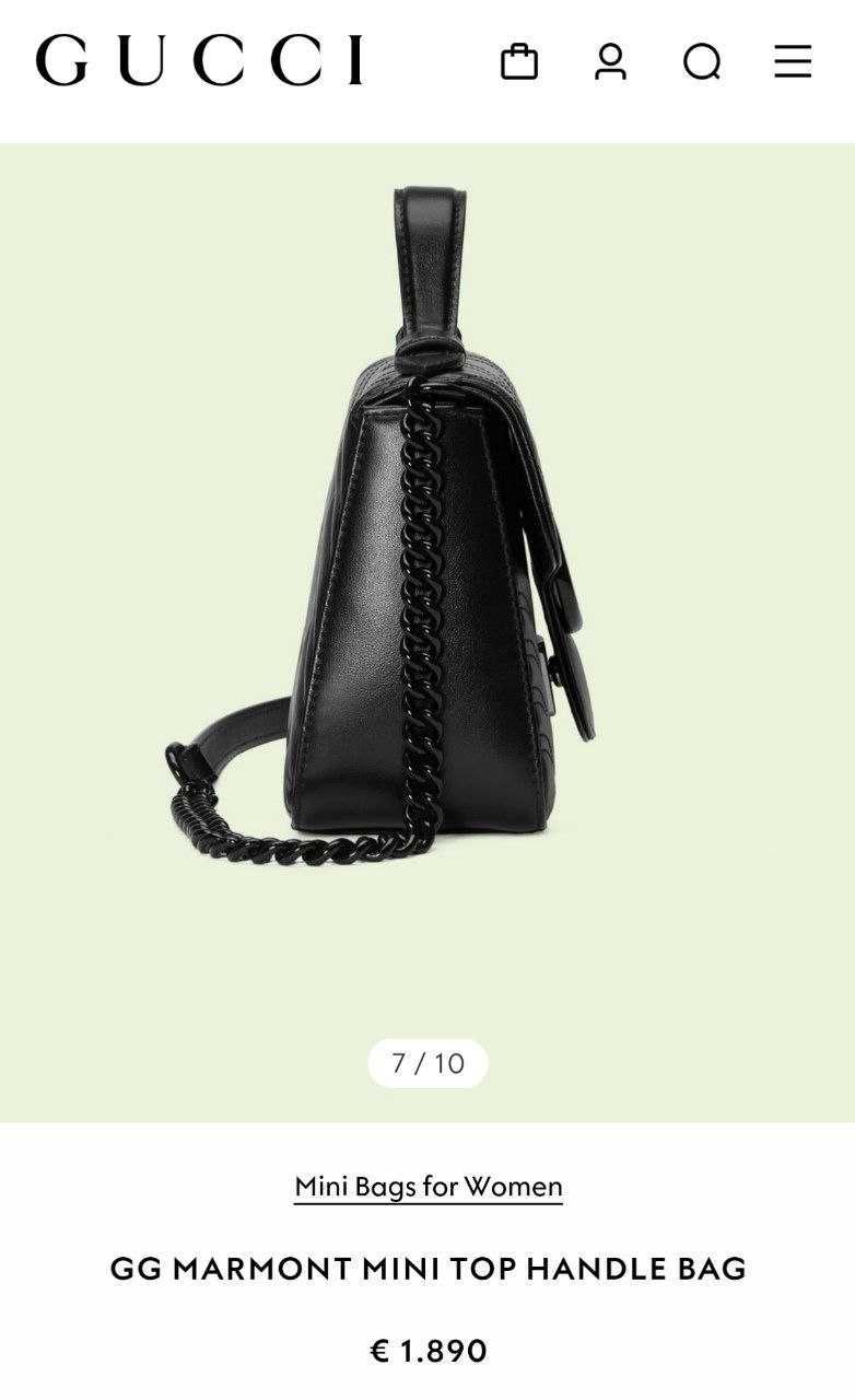 Дамска Чанта Gucci MARMONT Mini TOP HANDLE BAG 100% Leather