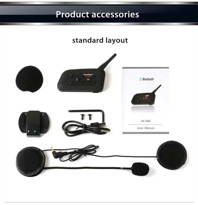 Intercom moto Sistem comunicare V6  Bluetooth v5.0 1200 m Garantie