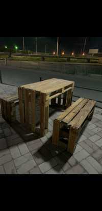 Срочно!!! Оригинальные,деревянные столы со скамейками