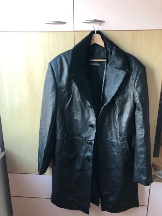 Продавам мъжко дълго кожено яке / манто, размер XXL