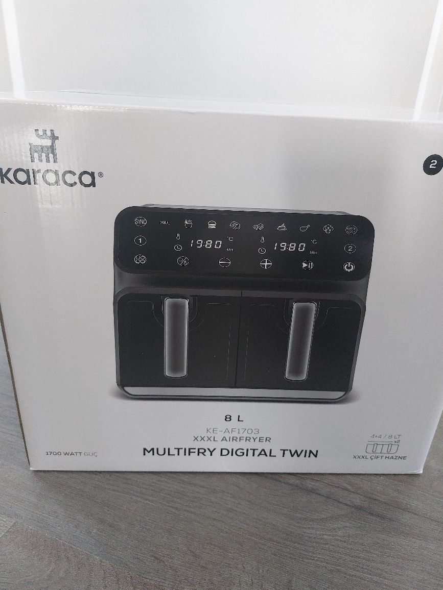 Friteuza cu aer cald Karaca, NOUA, Multifry XXXL, Cos Dublu, 4+4 lit
