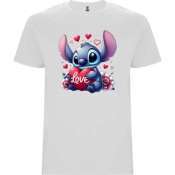 Нова сладка детска тениска с героя Стич със Сърчица - Love