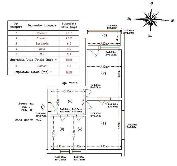 Apartament de vanzare 2 camere - Cugir - 54mp utili