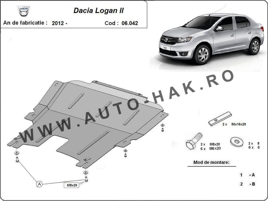 Scut motor metalic Dacia Logan 2013 -2020