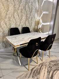 Masa fixa 140x80 cm mdf vopsit scaunele textil catifelata