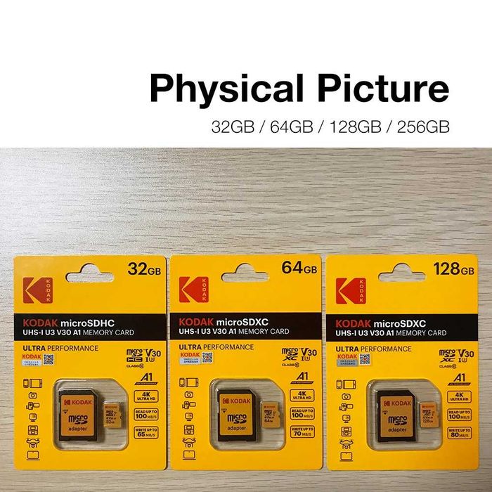KODAK Micro SD Card Карта с памет 64 GB / 128 GB V30 Class10 U3