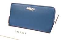ПРОМО GUESS- Оригинален дамски портфейл с цип в син цвят-еко кожа