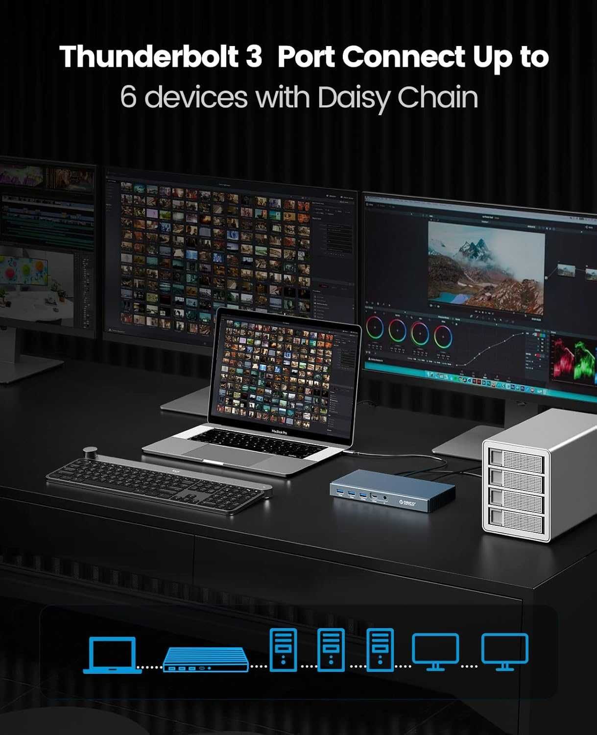 ORICO-TB3-S2 Докинг станция Thunderbolt 3 9-в-1 с два M.2