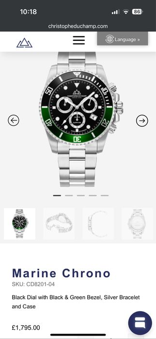 Часовник Christoph Duchamp Marine chrono green