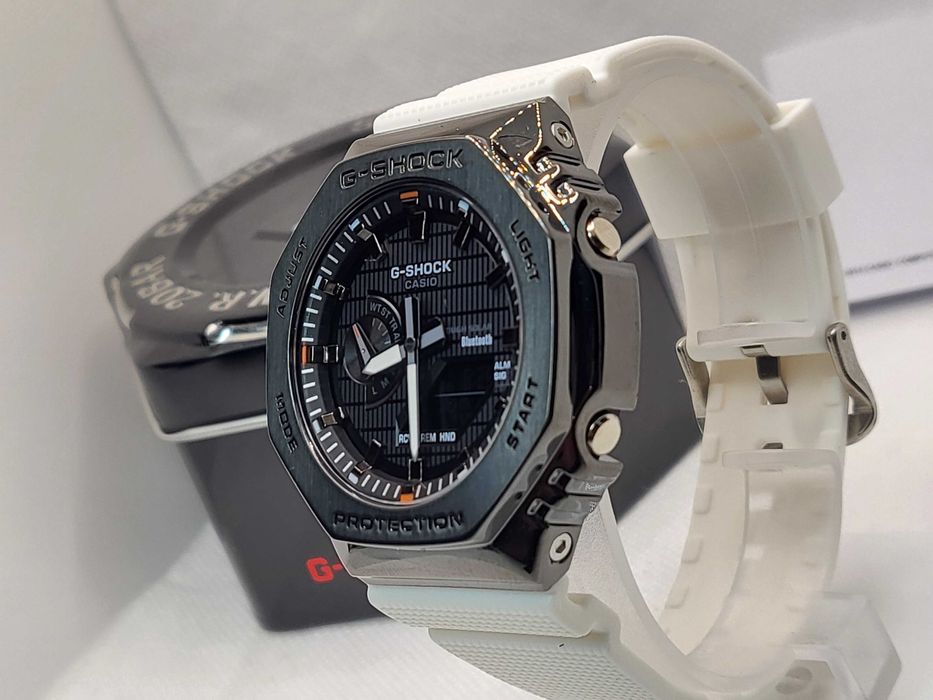 Ceas Sport Casio G-Shock GM-2100 White Metal – Nou, Garanție 2 Ani