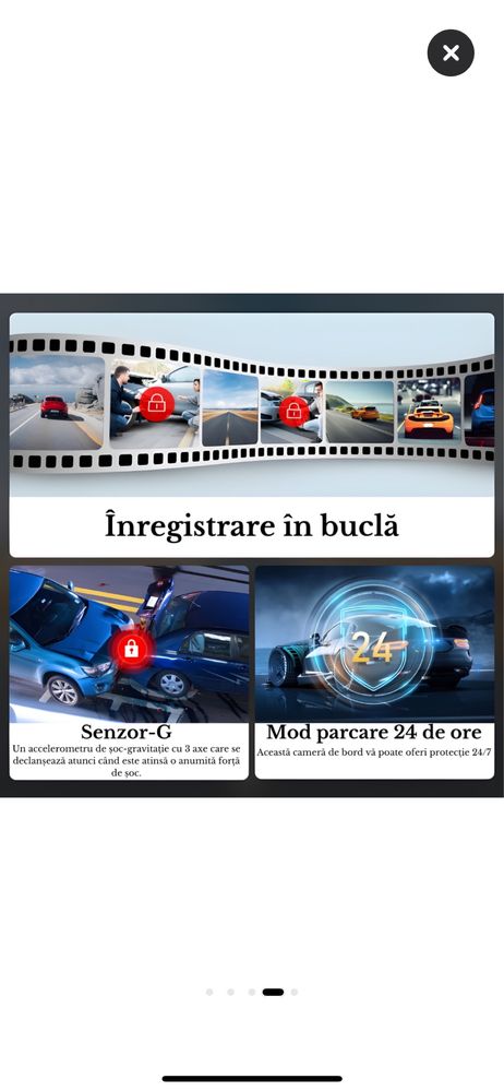 Camera auto dubla 4K + 1080p HD, Premium, unghi de filmare 170 + 140