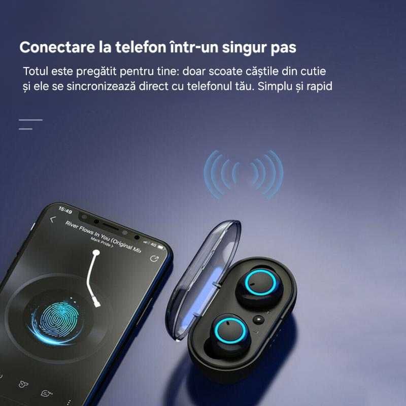 Căști wireless touch cu cutie de încărcare, HiFi, noise cancel, stereo