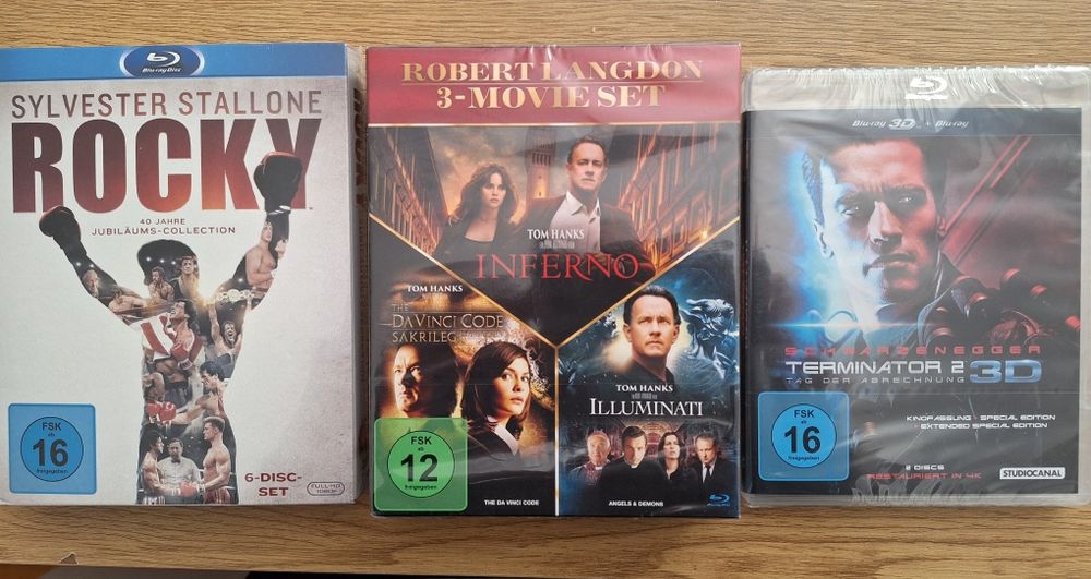Чисто нови блу рей колекции Rocky 1-6, Robert Langdon -3 movie и Termi