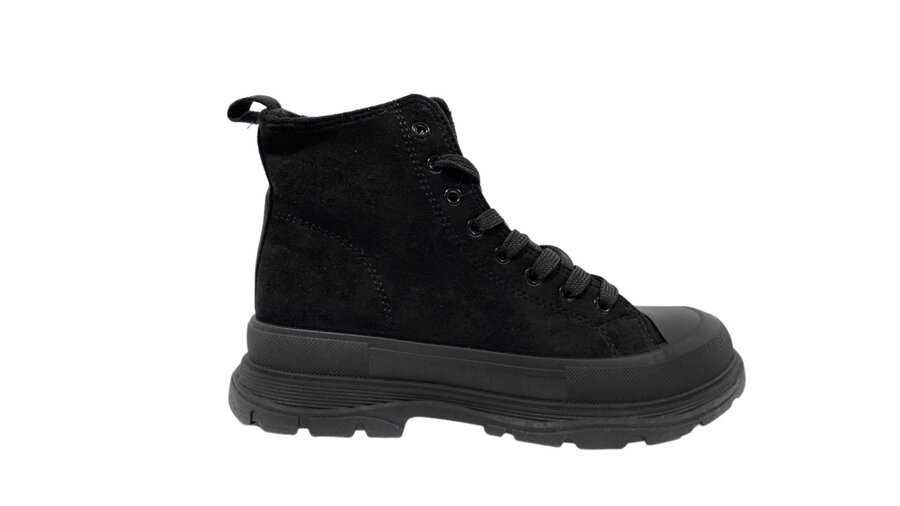 Дамски  кецове велур в черно -2112