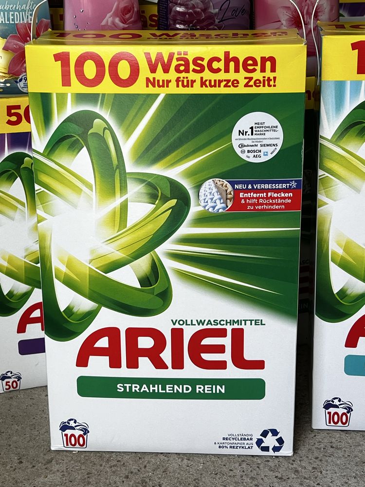 Ariel 100 пранета сух в кутия и течен/внос Германия